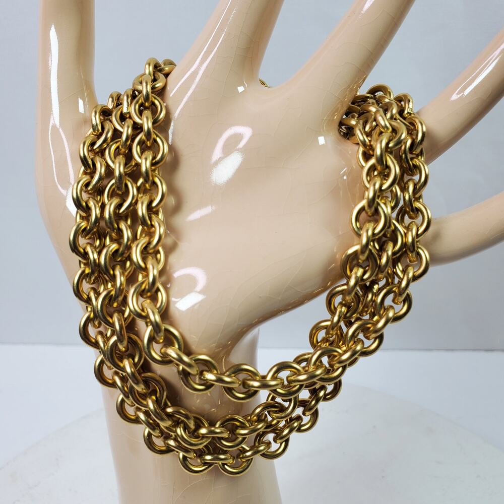 Vintage Bracelet Multi Chain Gold Tone HEAVY Unmarked 11 Inch